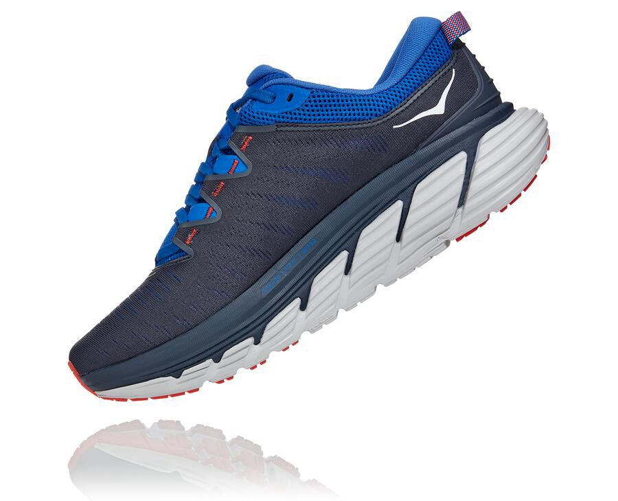 Hoka One One Running Shoes Mens Black/Blue - Gaviota 3 - 34791TRUN